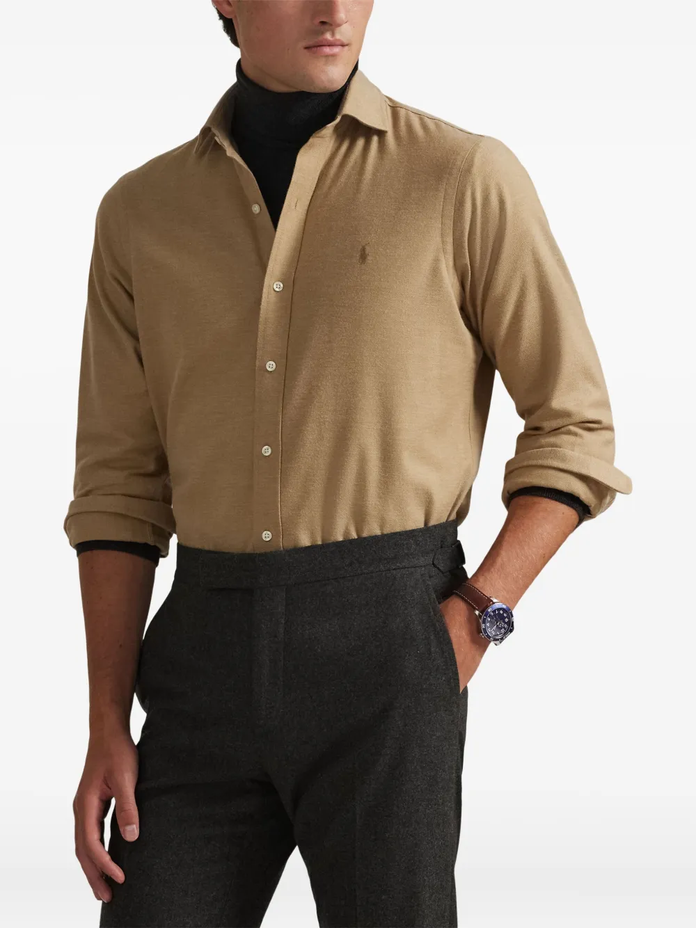 Polo Ralph Lauren Polo Pony-embroidered Cotton Shirt In Brown