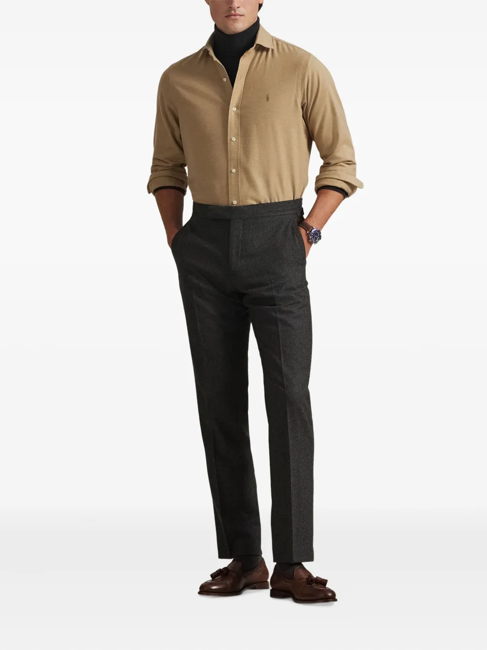 Polo Ralph Lauren Polo Pony-embroidered Cotton Shirt In Brown