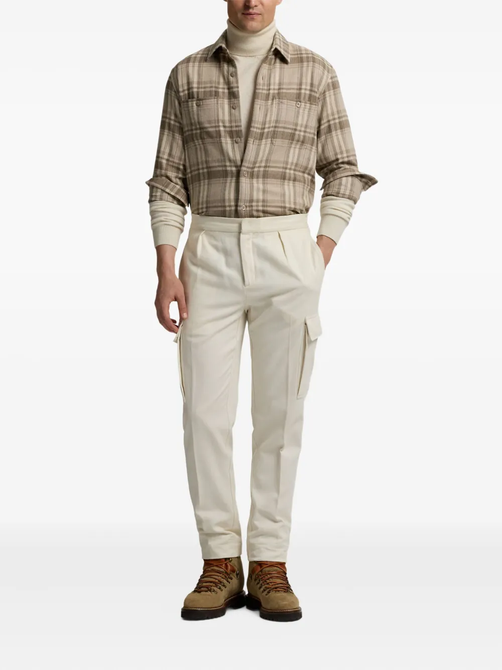 Ralph Lauren Purple Label Plooibroek met cargozakken - Beige