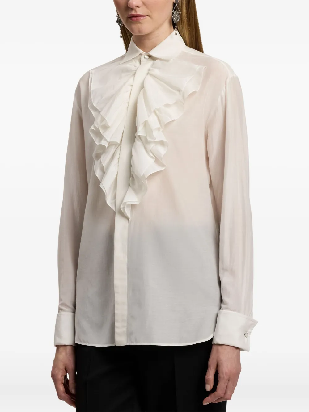 Ralph Lauren Collection Shirt met ruchekraag Beige