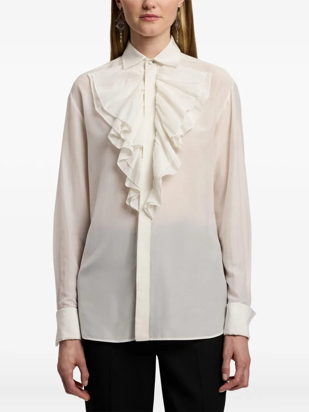 Ralph Lauren Collection Shirt met ruchekraag Beige