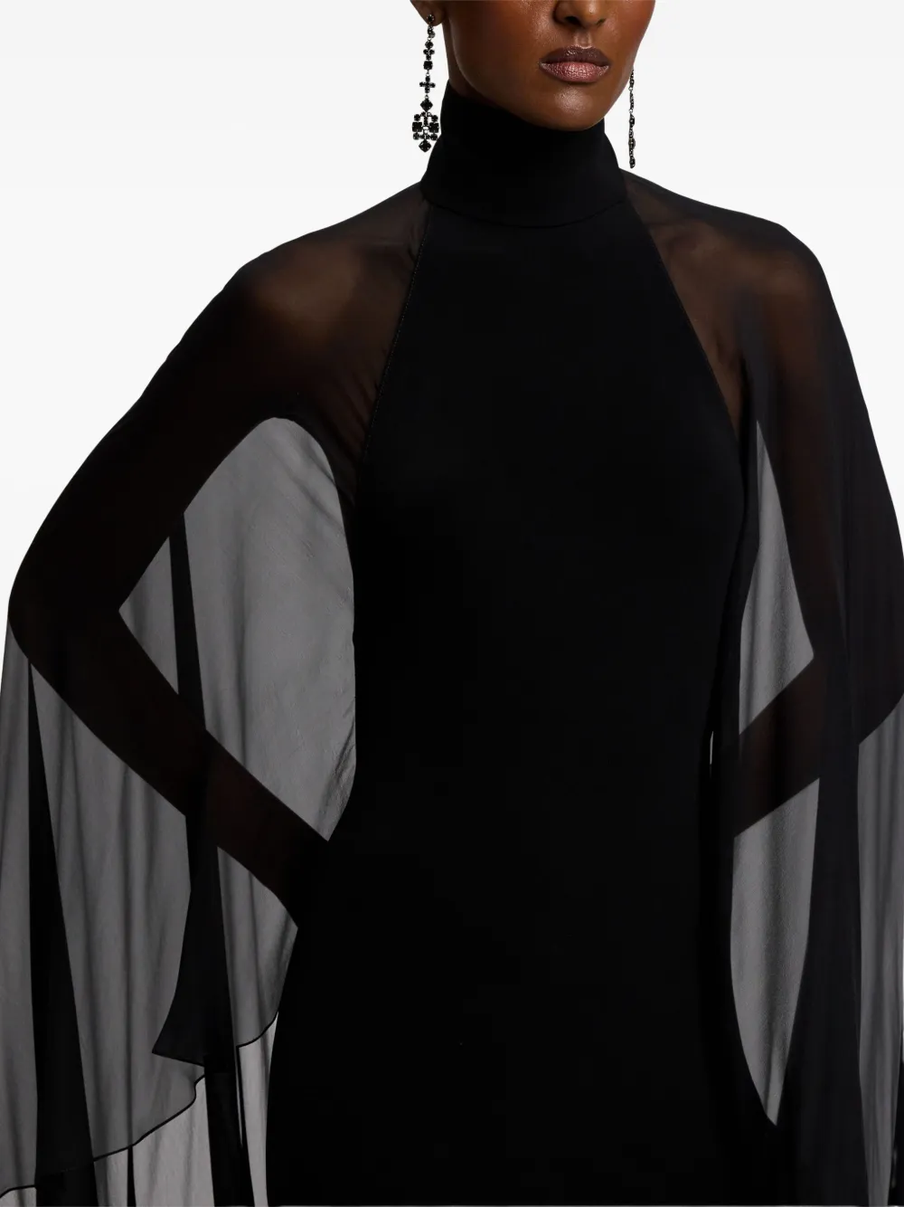 Ralph Lauren Collection Jurk met hoge hals Zwart