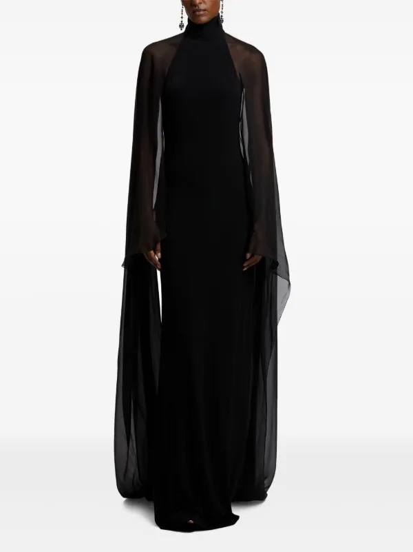 Ralph Lauren Collection high-neck Cape Maxi Dress Black