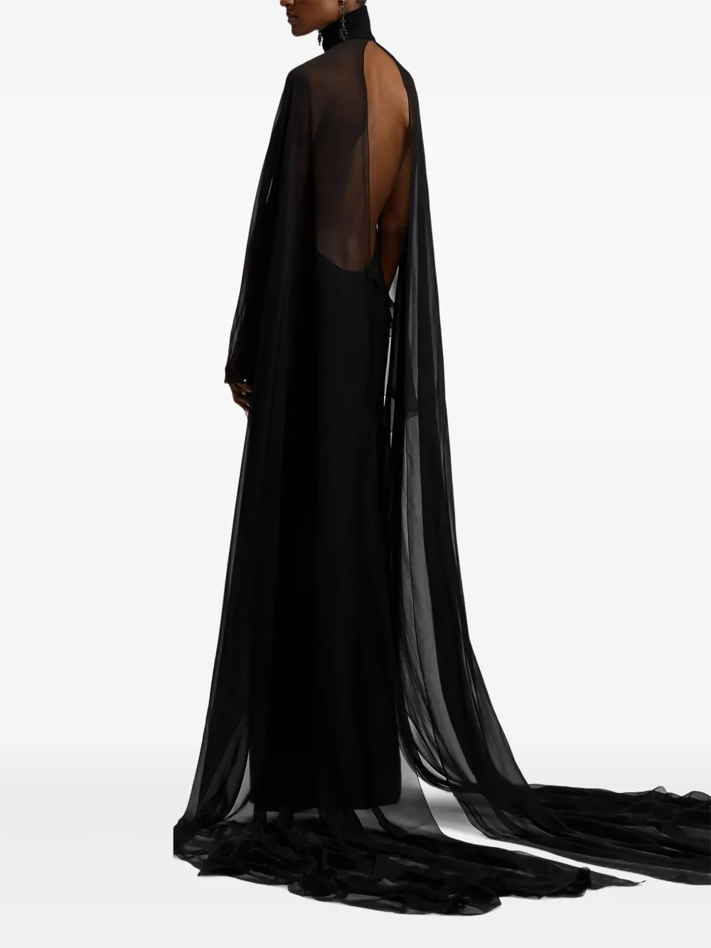 Ralph Lauren Collection Jurk met hoge hals Zwart