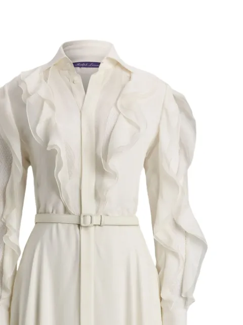 Ralph Lauren Collection vestido camisero con volantes y cinturón