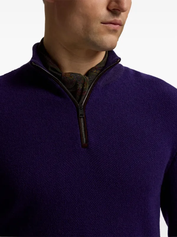 Ralph Lauren Purple Label ハーフジップ カシミアセーター | ブルー