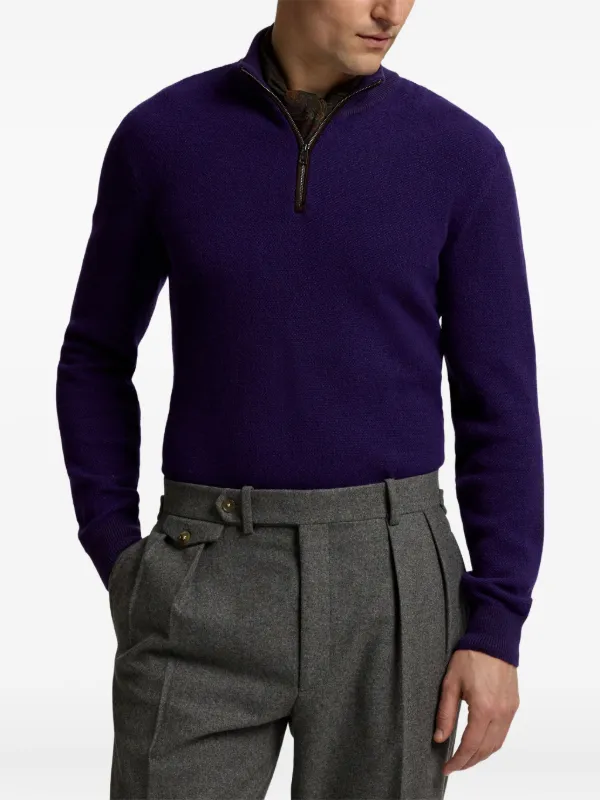 Ralph Lauren Purple Label ハーフジップ カシミアセーター | ブルー