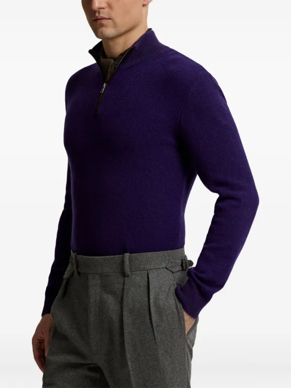 Ralph Lauren Purple Label half-zip Cashmere Sweater Blue