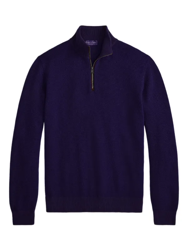 Ralph Lauren Purple Label ハーフジップ カシミアセーター | ブルー