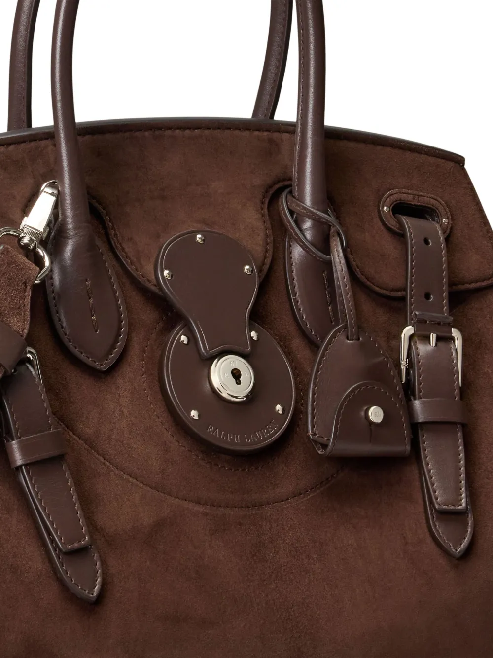 Ralph Lauren Buckle-detail Suede Tote Bag In Brown