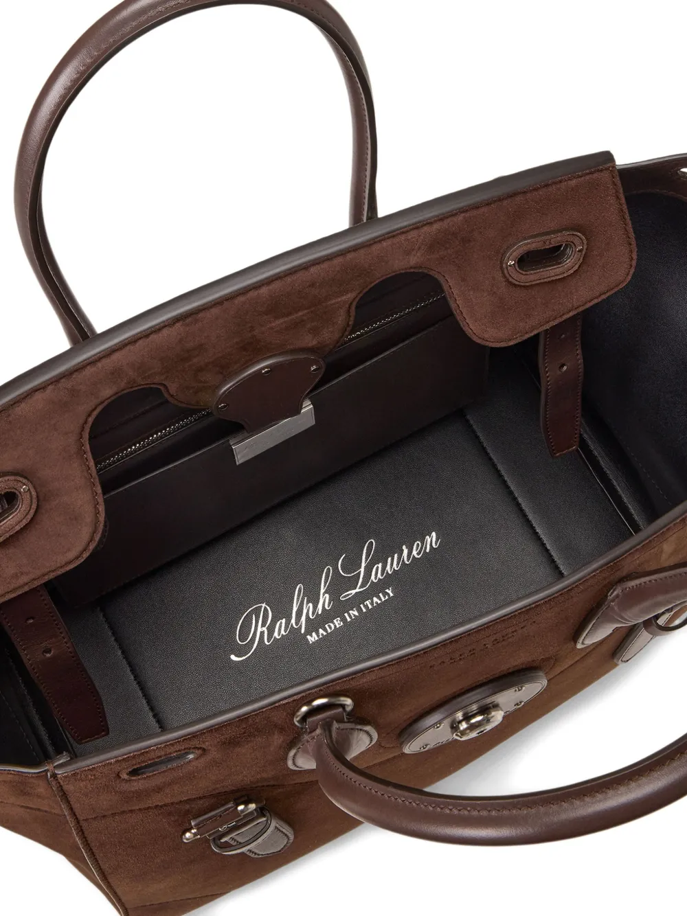 Ralph Lauren Buckle-detail Suede Tote Bag In Brown