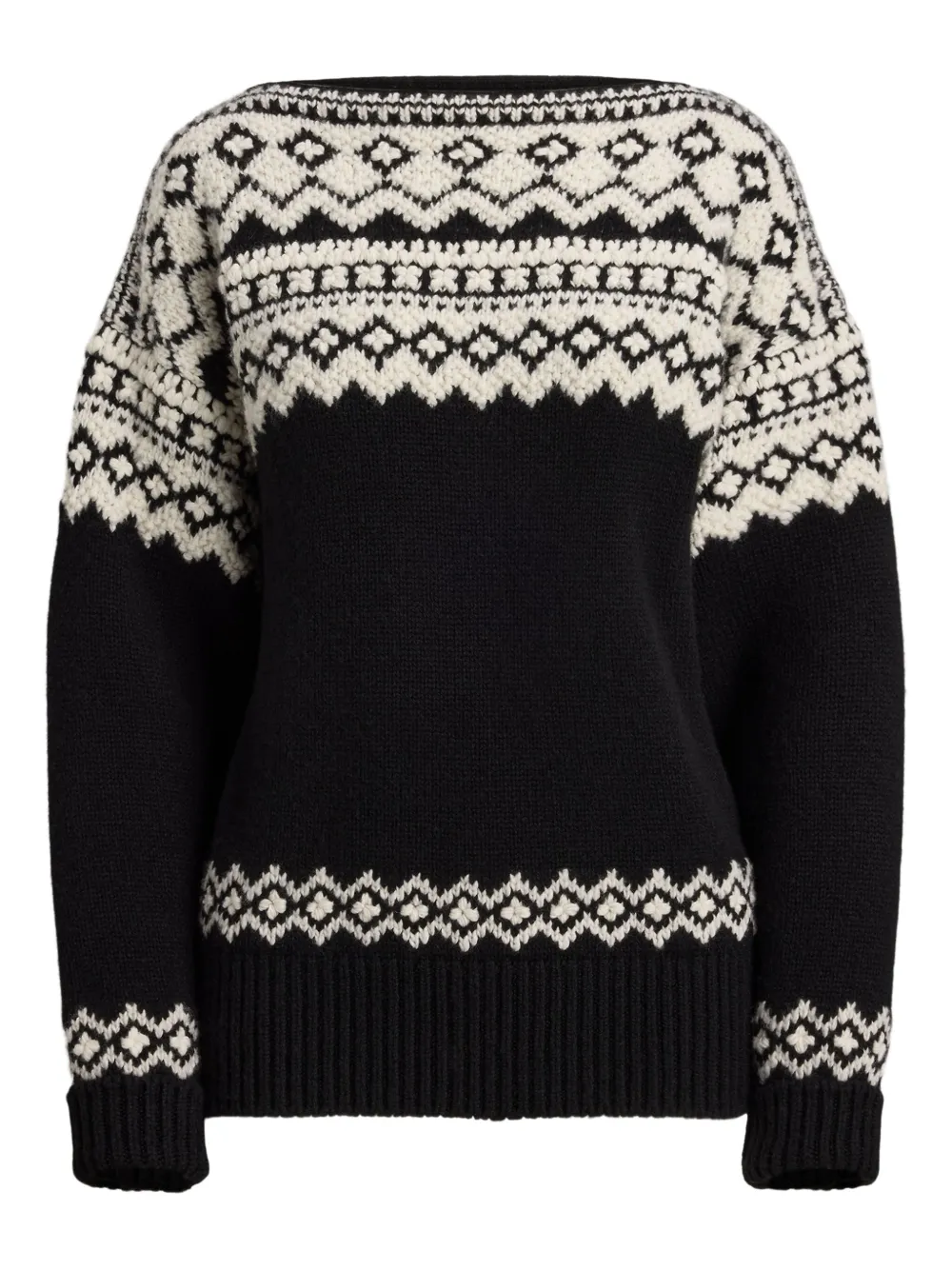 Ralph Lauren Geometric-pattern Crew-neck Sweater In Black