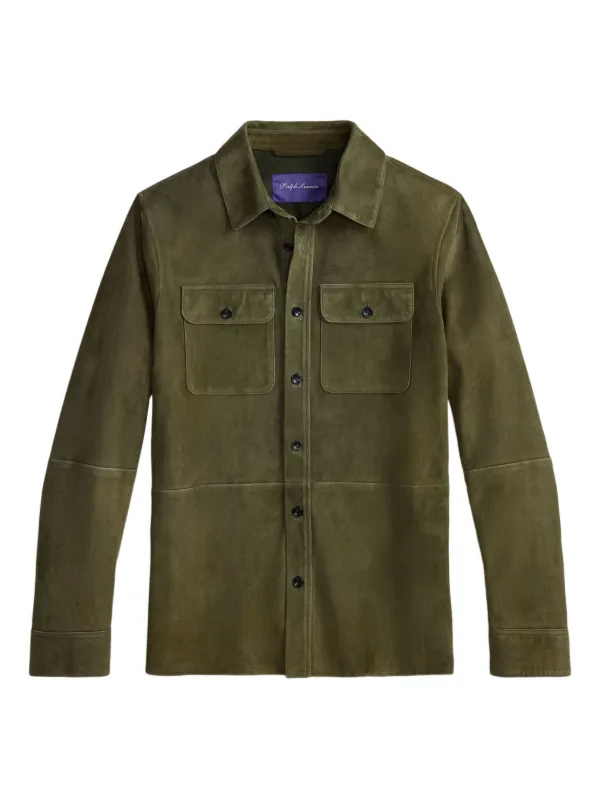 Ralph Lauren Purple Label スエードシャツジャケット | グリーン