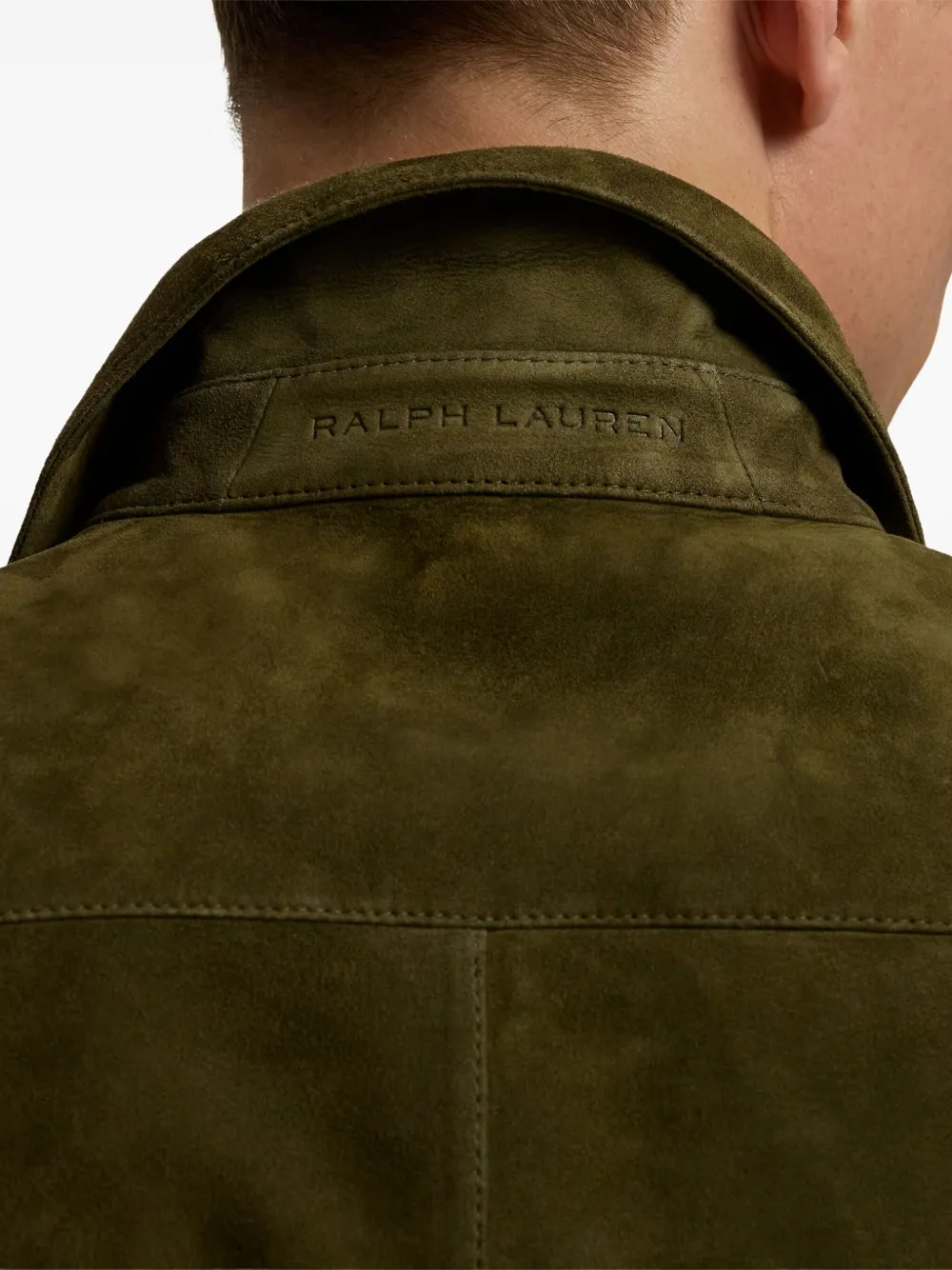 Ralph Lauren Purple Label Suède shirtjack met knoopsluiting Groen