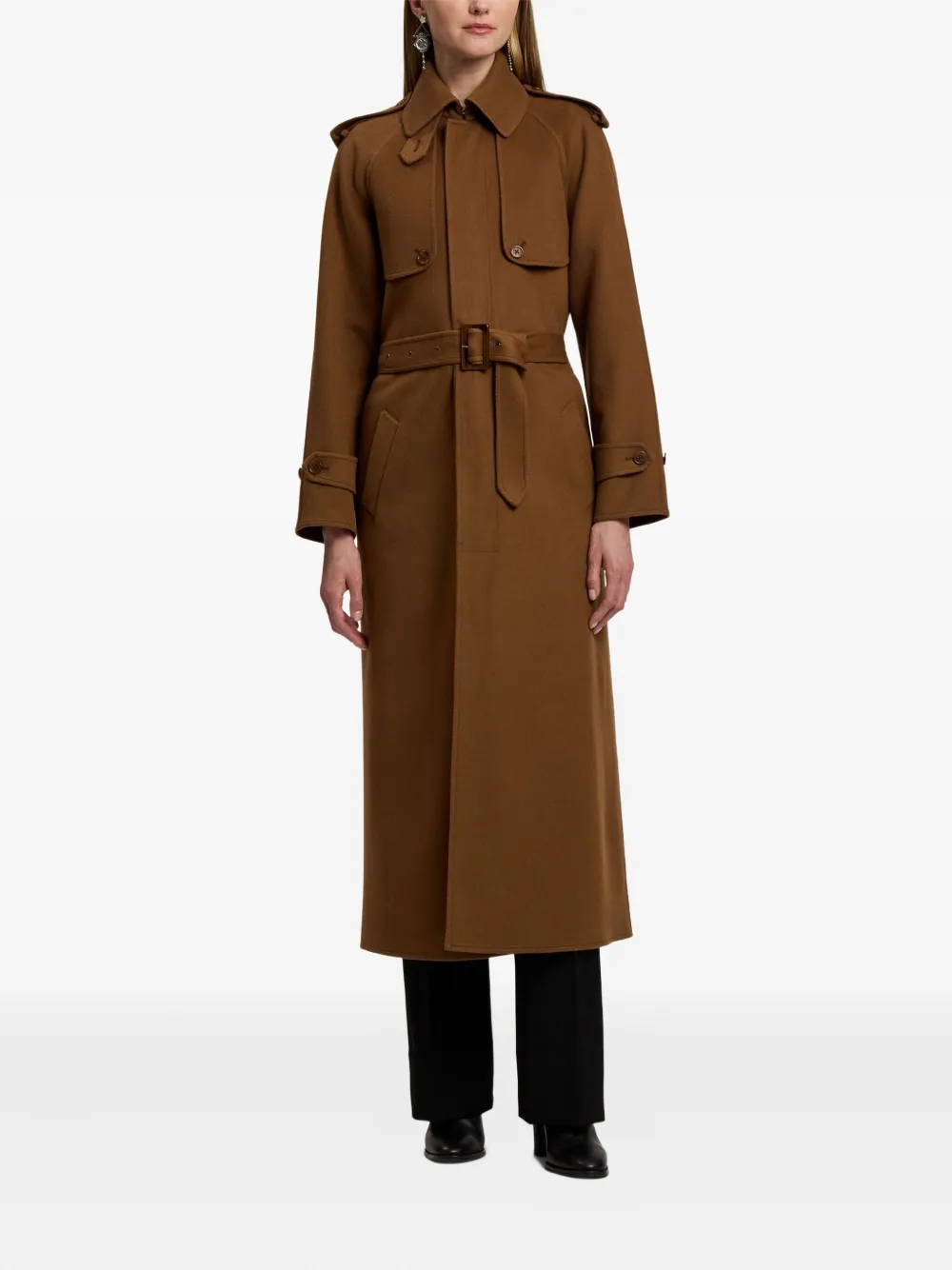 Ralph Lauren Belted Trench Coat In Brown