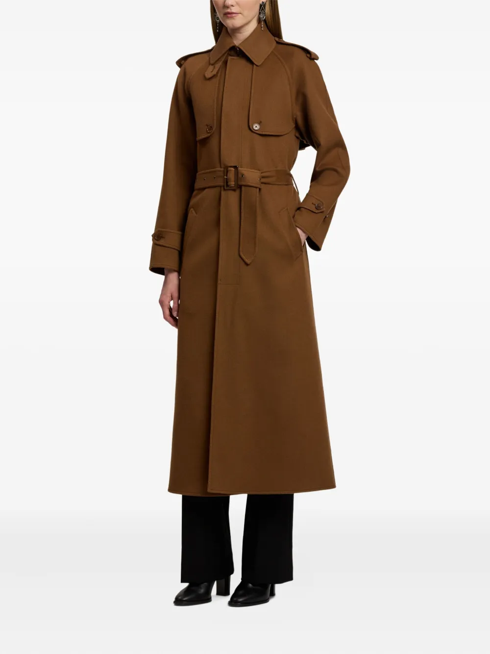 Ralph Lauren Belted Trench Coat In Brown