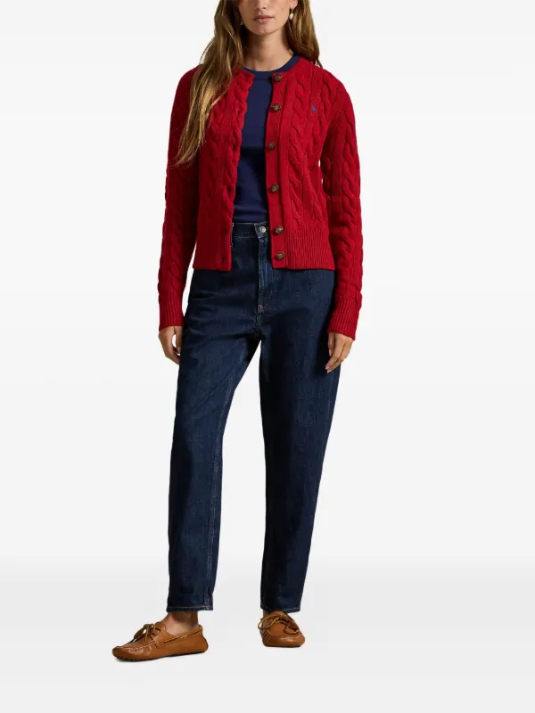 Polo Ralph Lauren ケーブルニット カーディガン | レッド | FARFETCH JP
