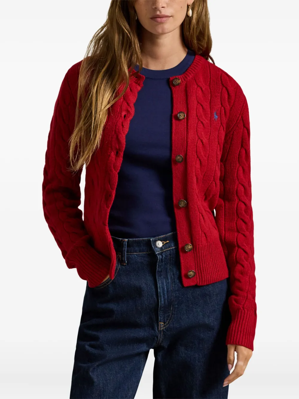 Polo Ralph Lauren Cable-knit Cardigan In Red