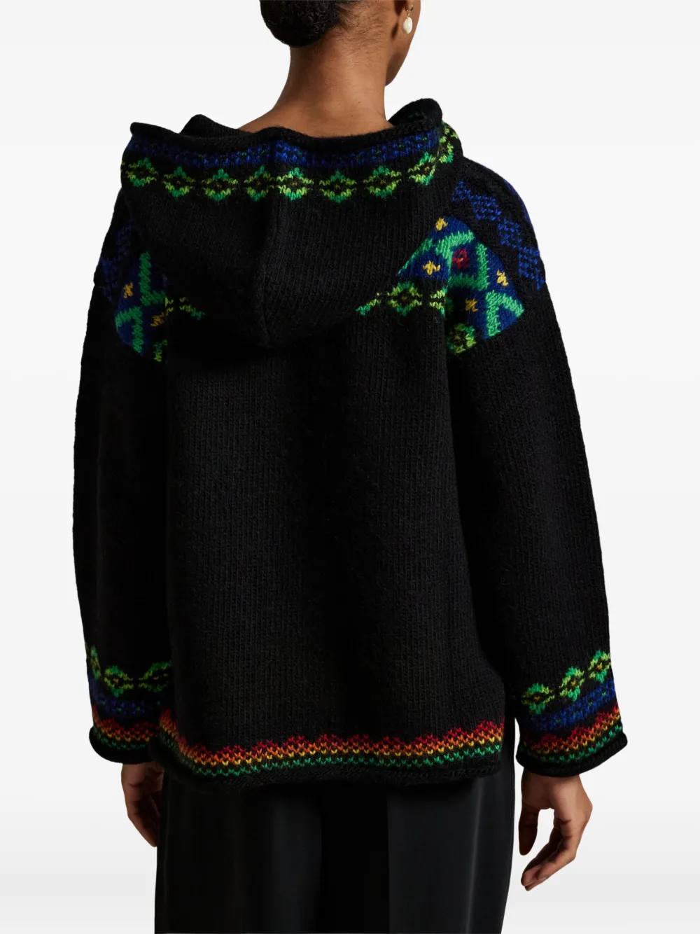 Polo Ralph Lauren Bear-intarsia Hooded Sweater In Black