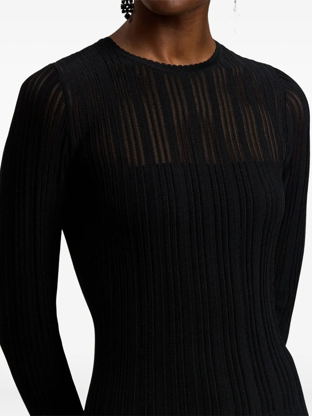 Ralph Lauren Ribbed Pleated Maxi Dress In Black