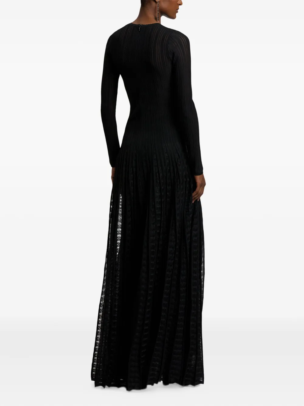 Ralph Lauren Ribbed Pleated Maxi Dress In Black