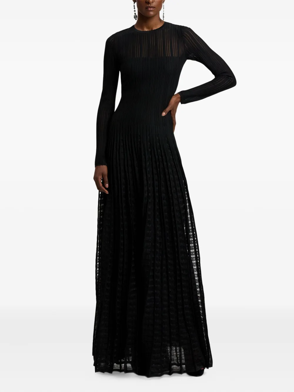 Ralph Lauren Collection Geribbelde geplooide maxi-jurk - Zwart