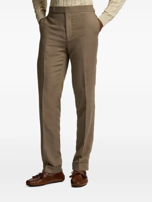 RALPHLAUREN Purple Label ブラウン　コットン　スラックス Ralph Lauren Purple Label カフスディテール パンツ | ニュートラル
