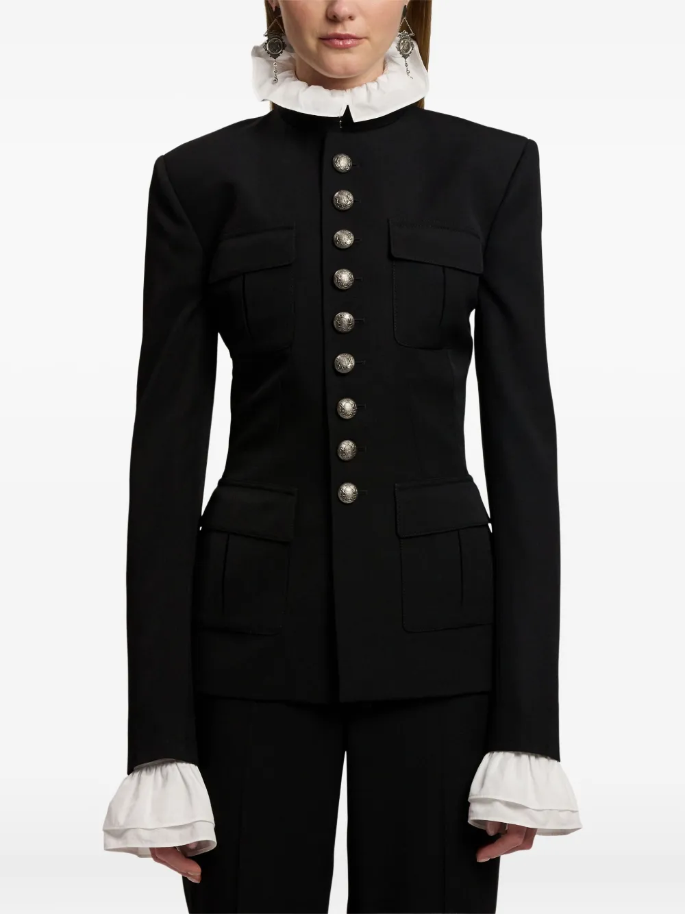 Ralph Lauren Buttoned Military Jacket In Black