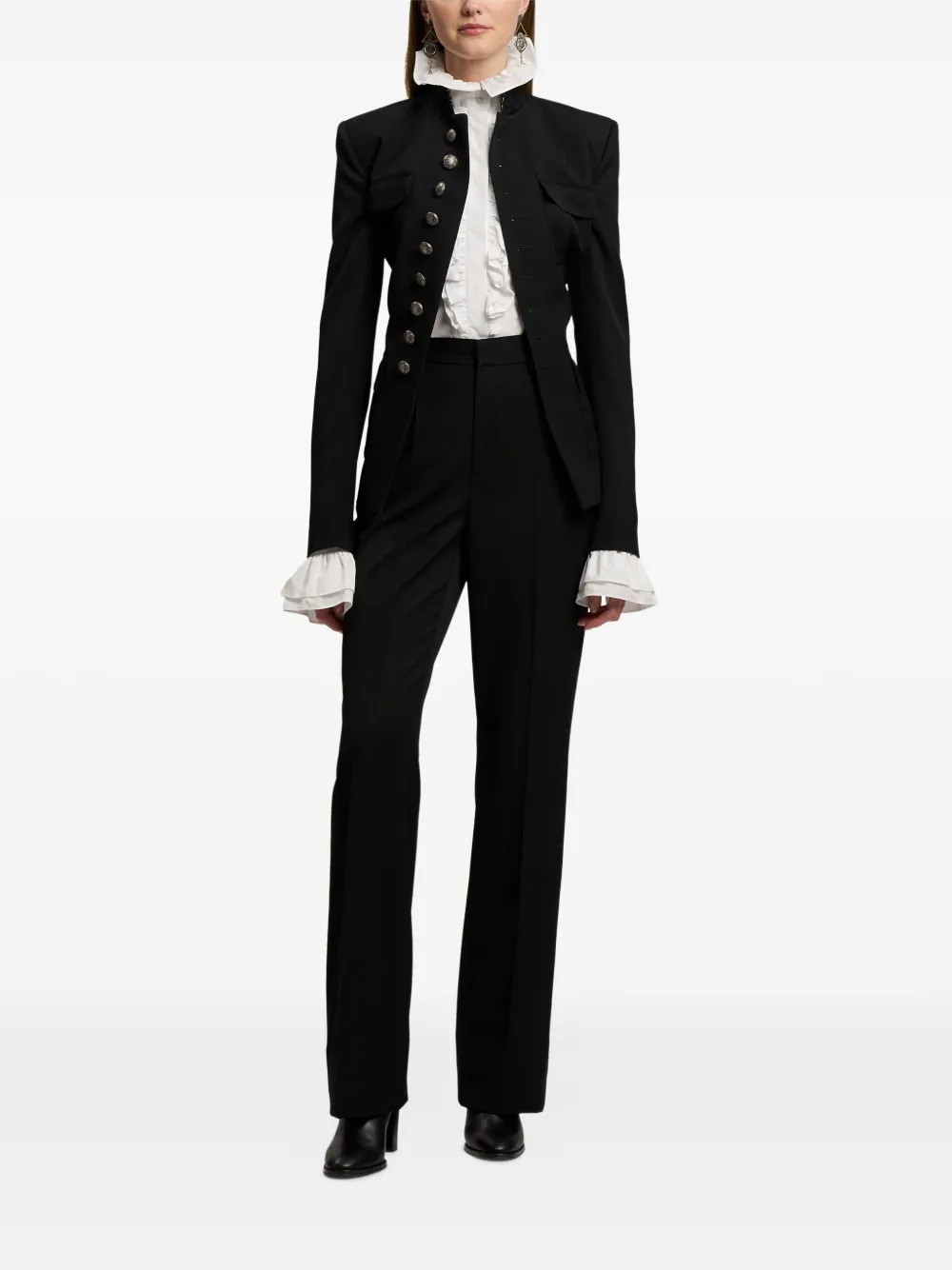Ralph Lauren Buttoned Military Jacket In Black