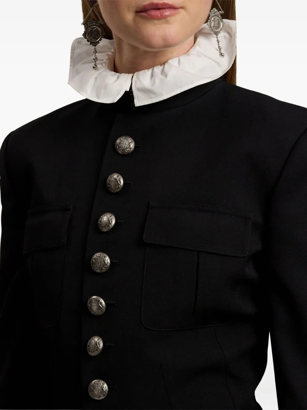 Ralph Lauren Buttoned Military Jacket In Black