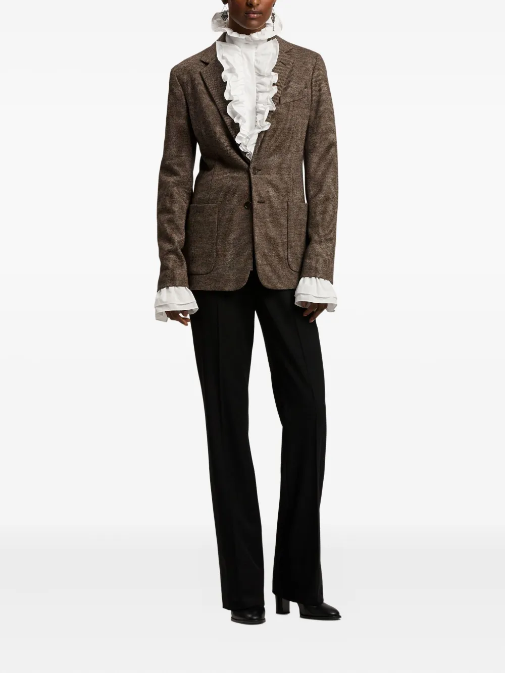 Ralph Lauren Collection ruffled-detail high-neck shirt - Wit