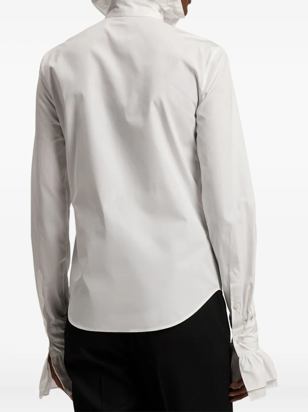 Ralph Lauren Dolley Cotton Broadcloth Shirt With Ruffles In White