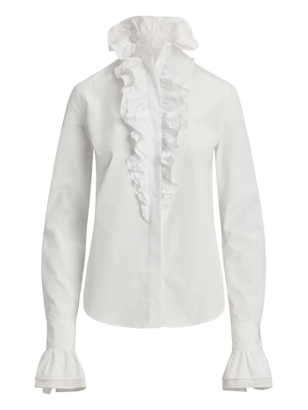 Ralph Lauren Collection ラッフル ハイネックシャツ - ホワイト Ralph Lauren Collection ラッフル ハイネックシャツ - ホワイト