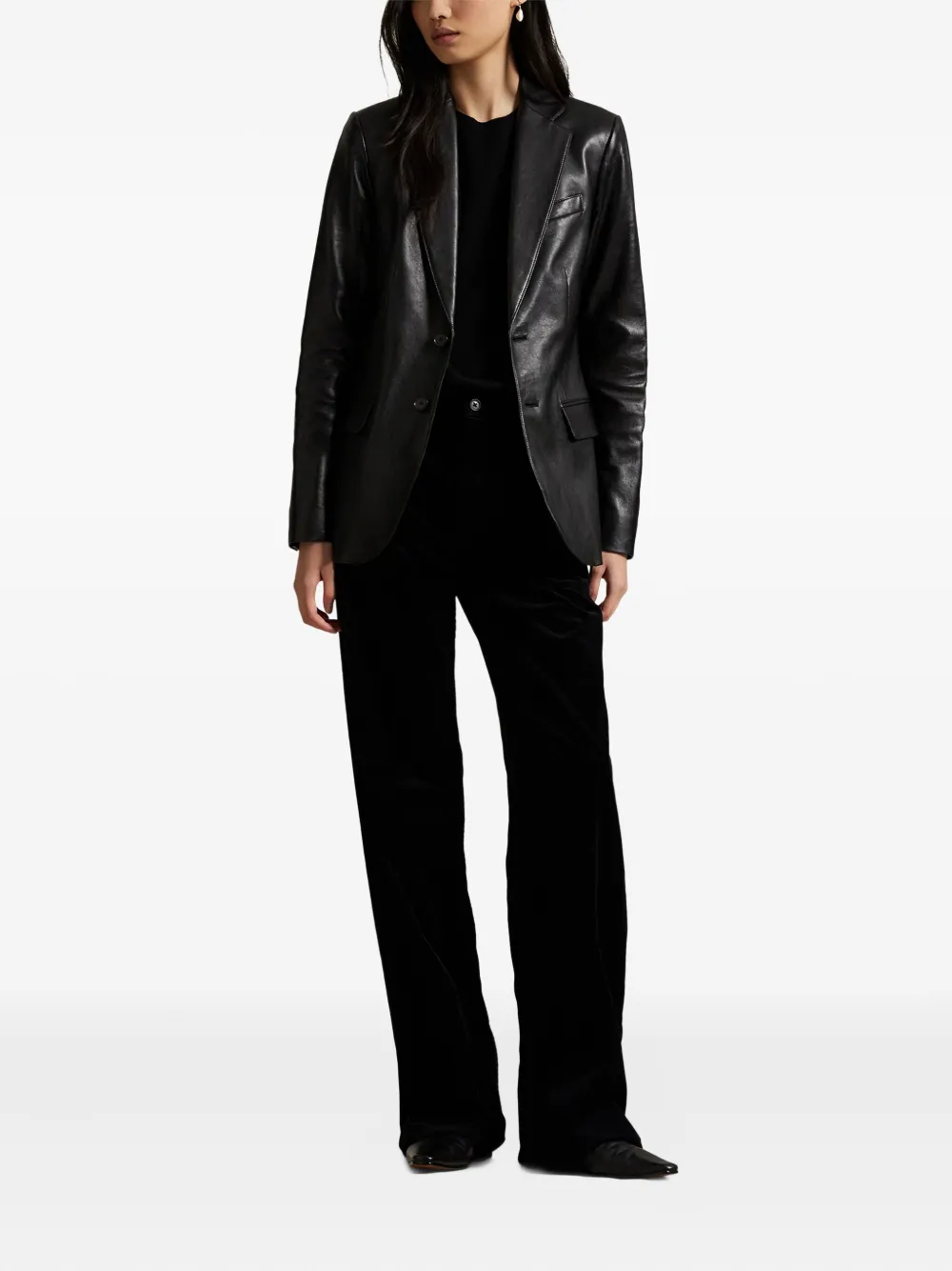 Polo Ralph Lauren Corduroy Wide-leg Trousers In Black