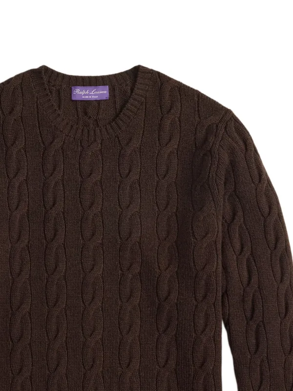 Ralph Lauren Purple Label cable-knit crew-neck Sweater Brown FARFETCH IN