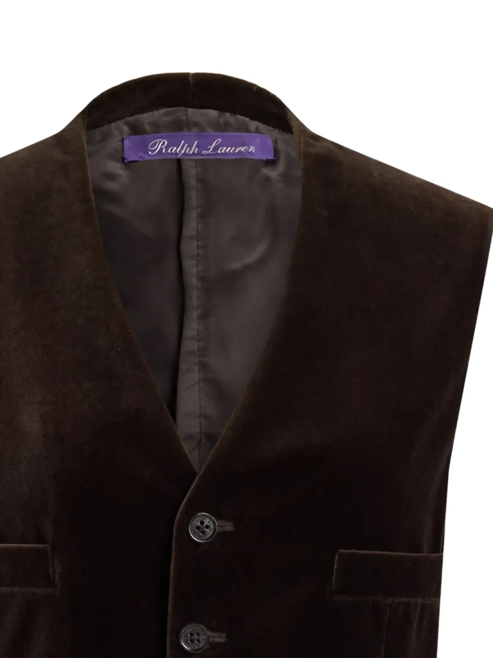 Ralph Lauren Button-up Velvet Waistcoat In Brown