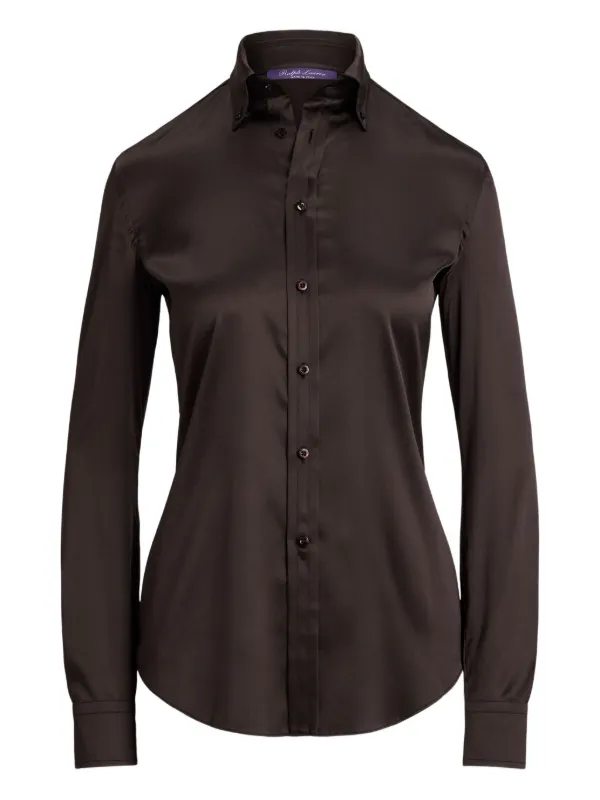 Ralph Lauren Collection Silk-satin Shirt in Brown