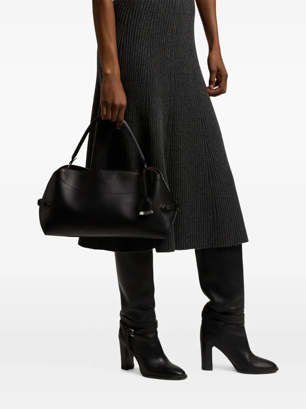 Ralph Lauren Collection Leren schoudertas - Zwart