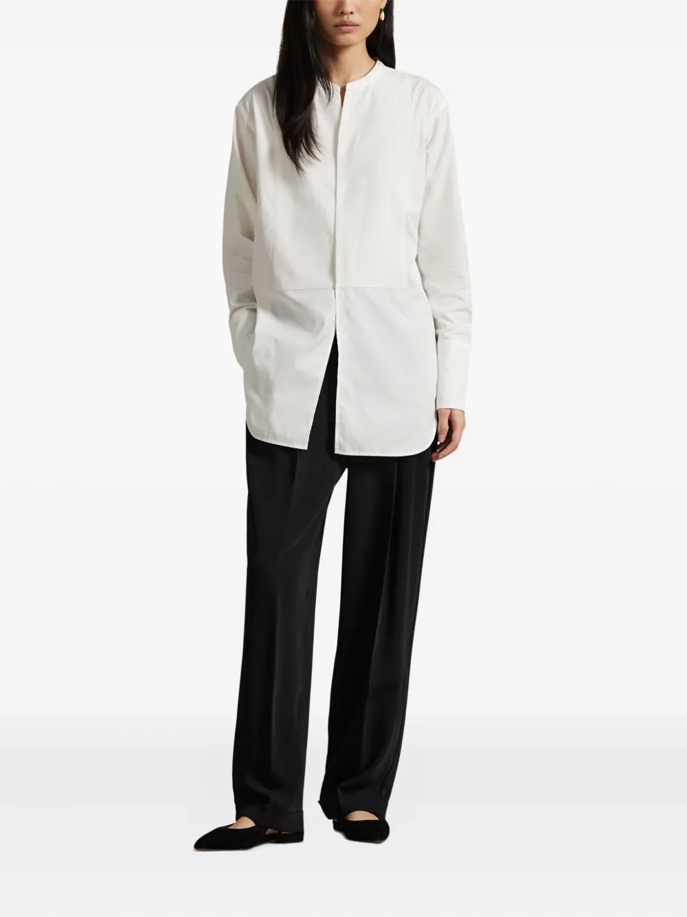 Polo Ralph Lauren Mandarin-collar Cotton Shirt In White