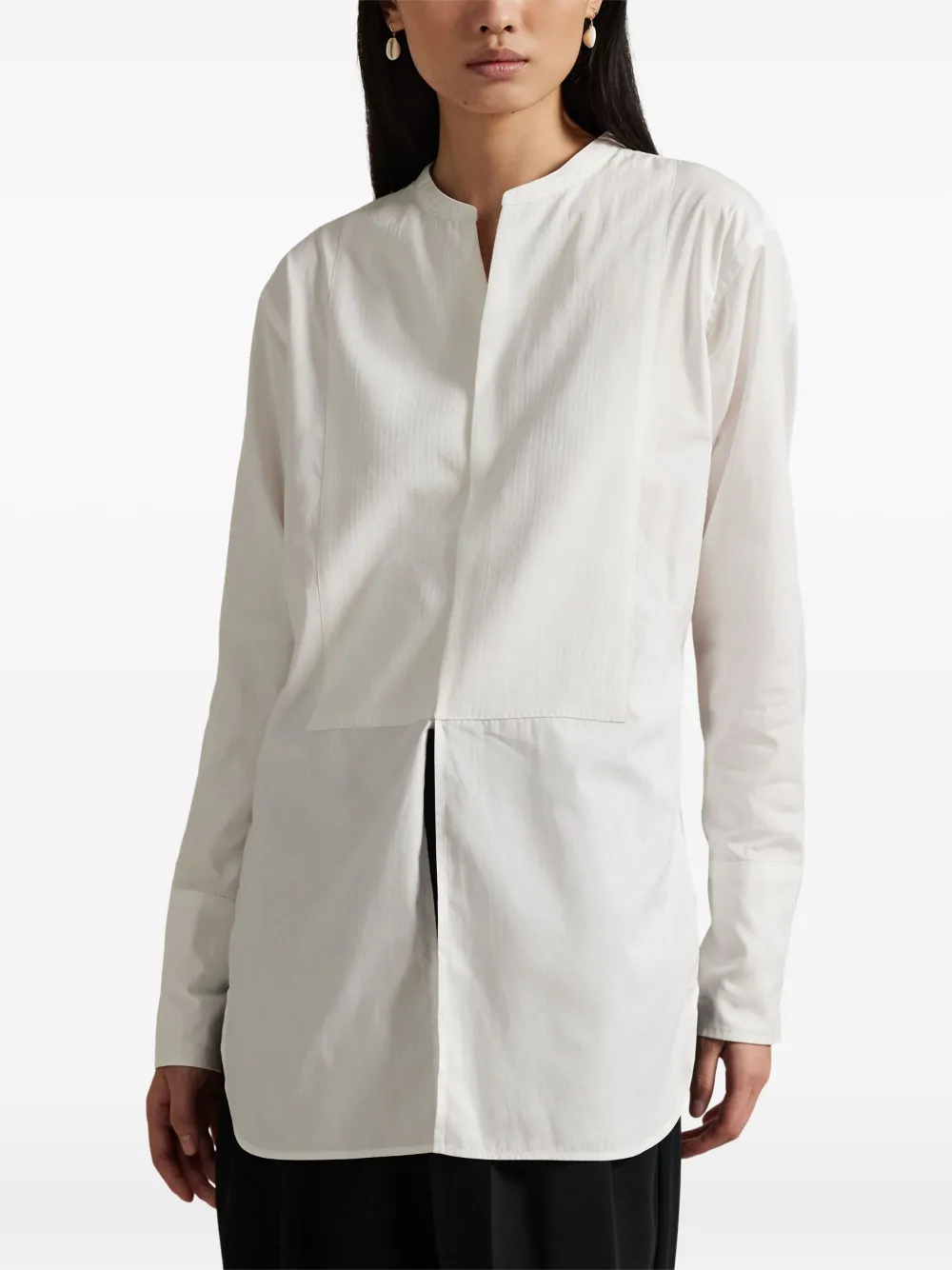 Polo Ralph Lauren Mandarin-collar Cotton Shirt In White