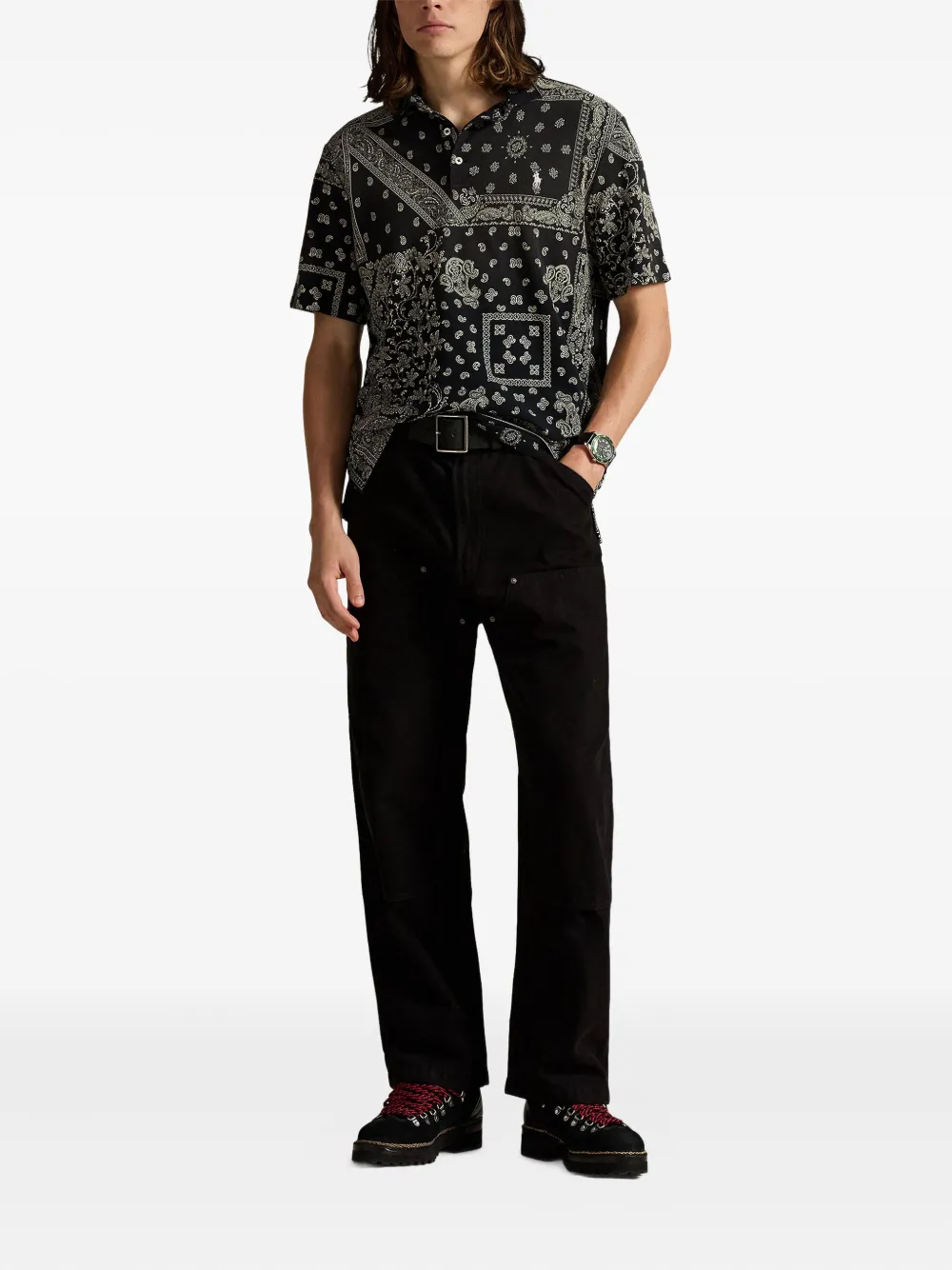 Polo Ralph Lauren Poloshirt met paisley-print Zwart