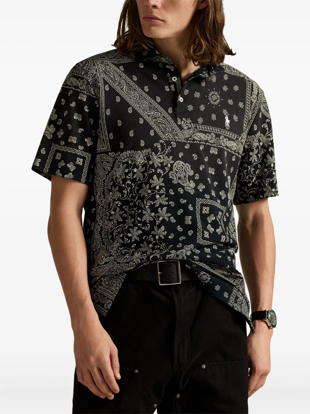 Polo Ralph Lauren Poloshirt met paisley-print Zwart