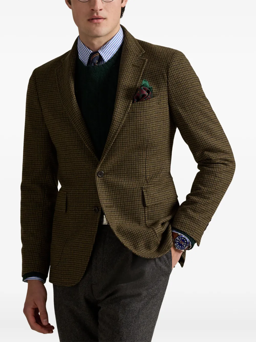 Polo Ralph Lauren Blazer met pied-de-poule print Groen