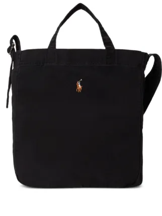 Polo Ralph Lauren Pony-detail Canvas Tote Bag | Black | FARFETCH CA
