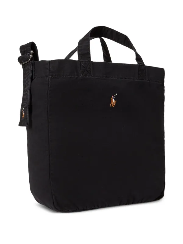 Polo Ralph Lauren Pony-detail Canvas Tote Bag | Black | FARFETCH