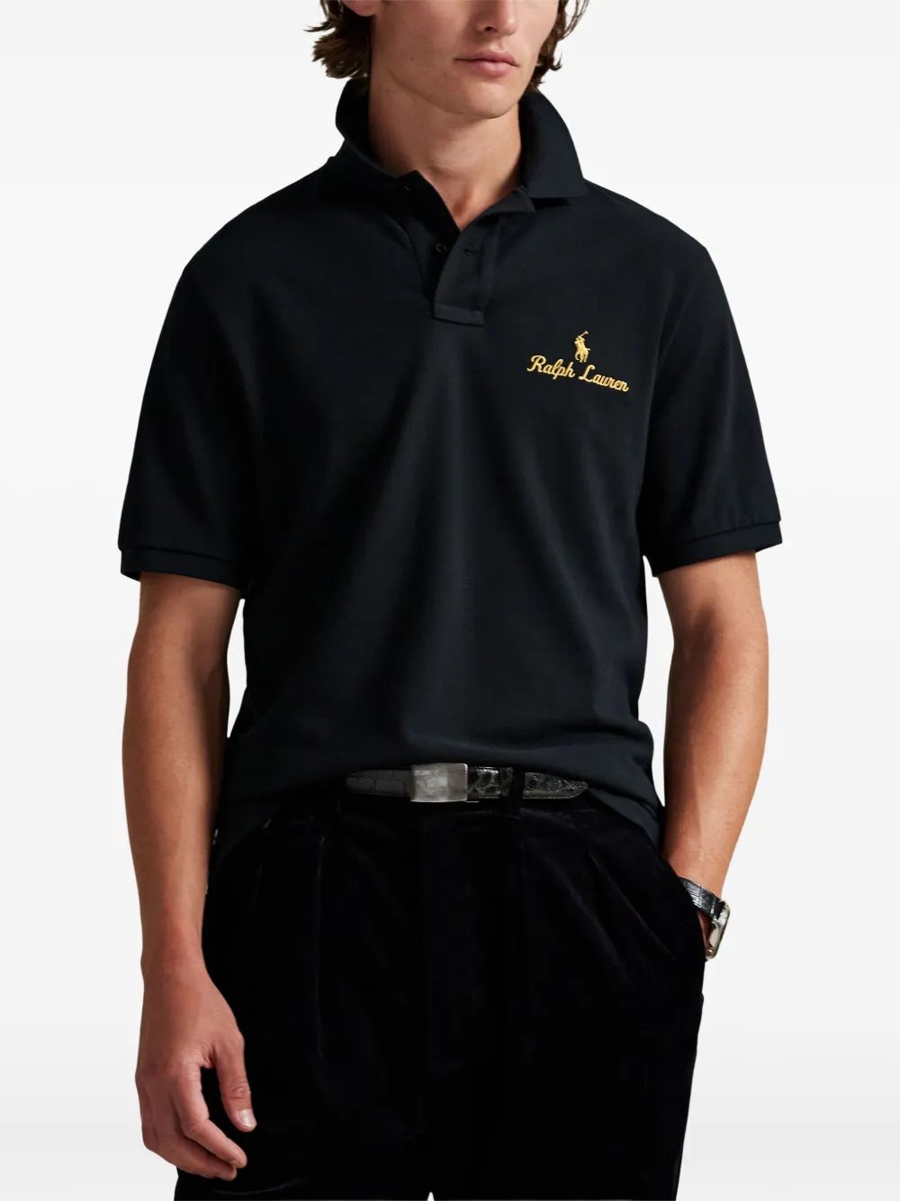 Polo Ralph Lauren Embroidered-logo Polo Shirt In Black