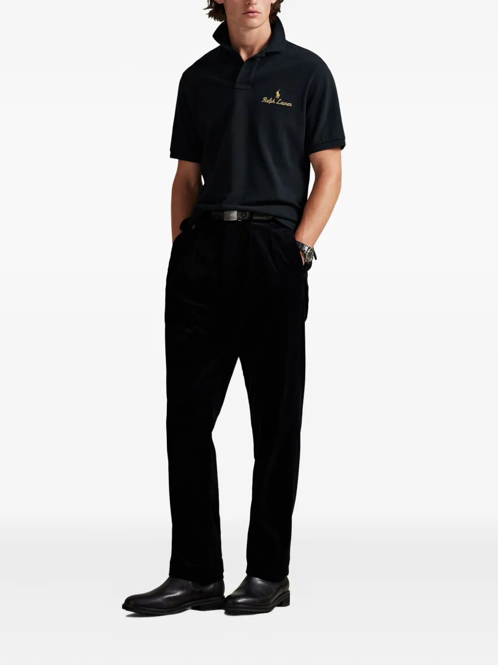 Polo Ralph Lauren Embroidered-logo Polo Shirt In Black