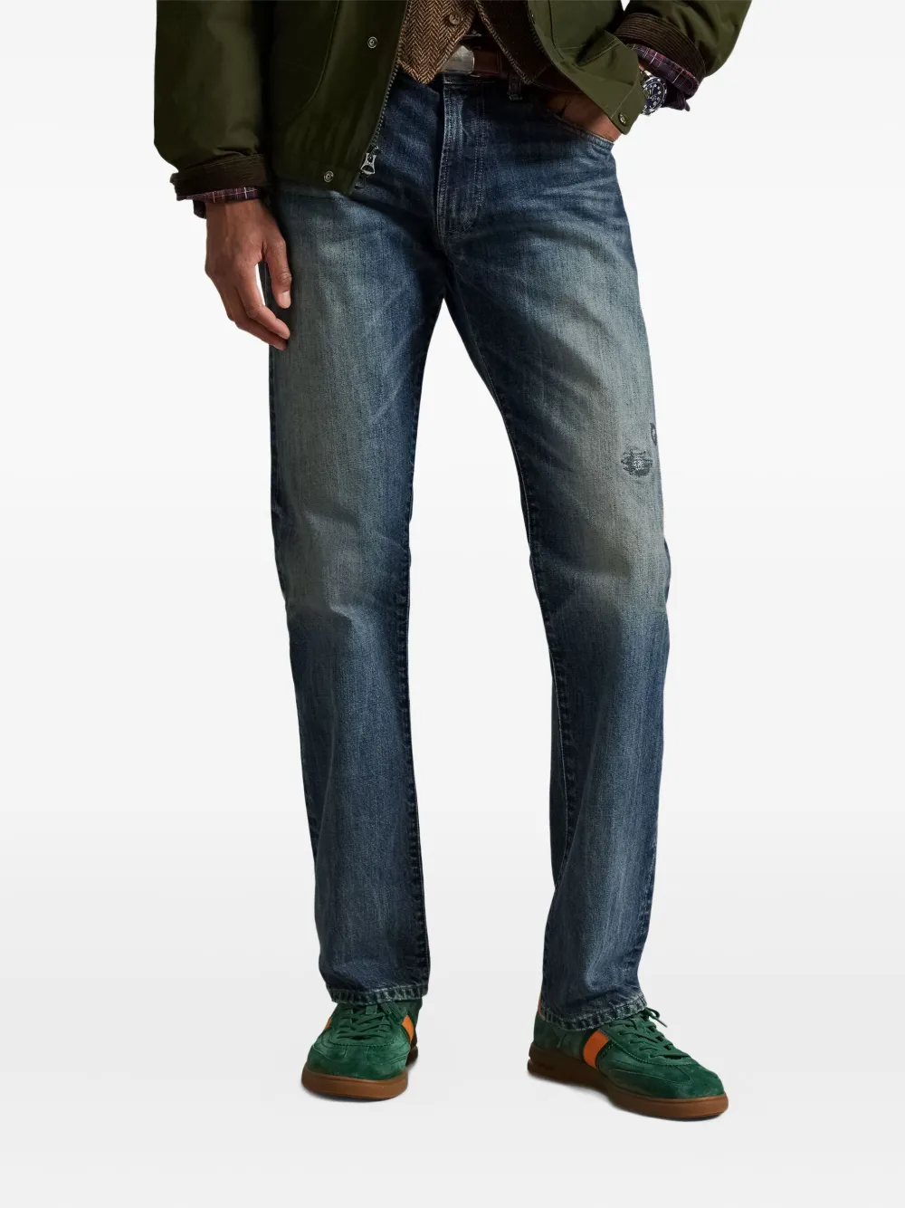 Polo Ralph Lauren Repaired-detail Cotton Jeans In Blue