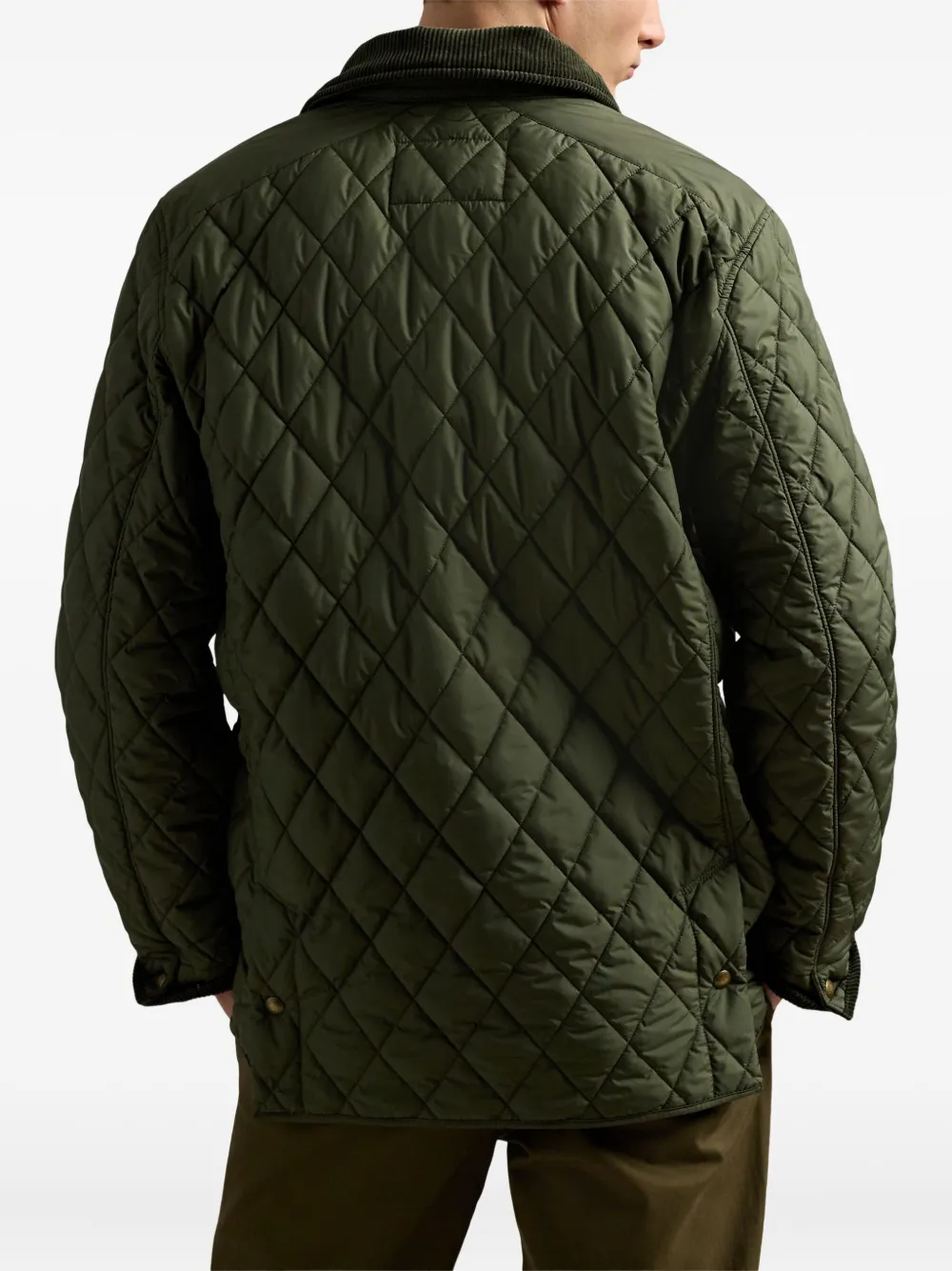 Polo Ralph Lauren Corduroy-collar Quilted Coat In Green