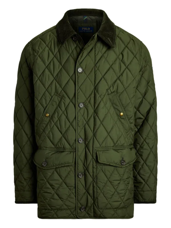 Polo Ralph Lauren corduroy-collar Quilted Coat Green FARFETCH IN